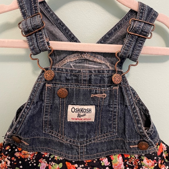 Oshkosh B'Gosh Vestback Tiered Floral Plaid Overall Dress - Picture 2 of 8